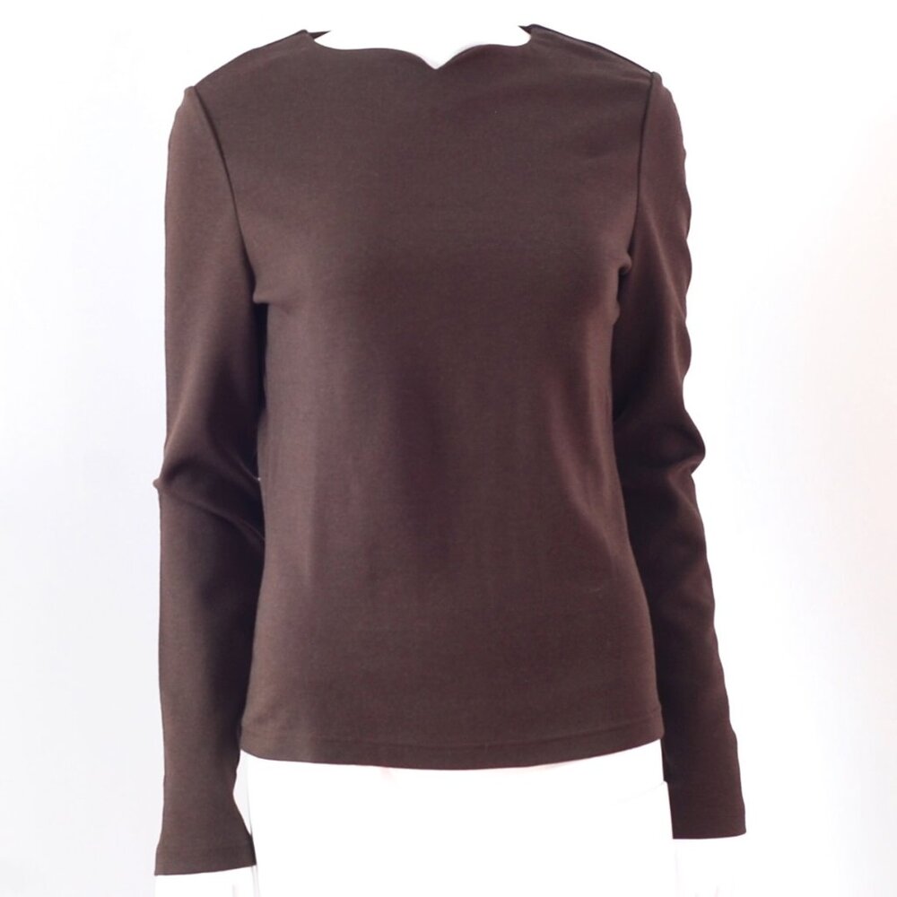 Istante Versace 1990's Wool Blend Top With Neckline Detail - Italy